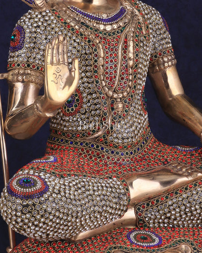 Handcrafted Pure Brass Lord Shiva Statue - 23" Height Jewelled up work - Budhshiv.com