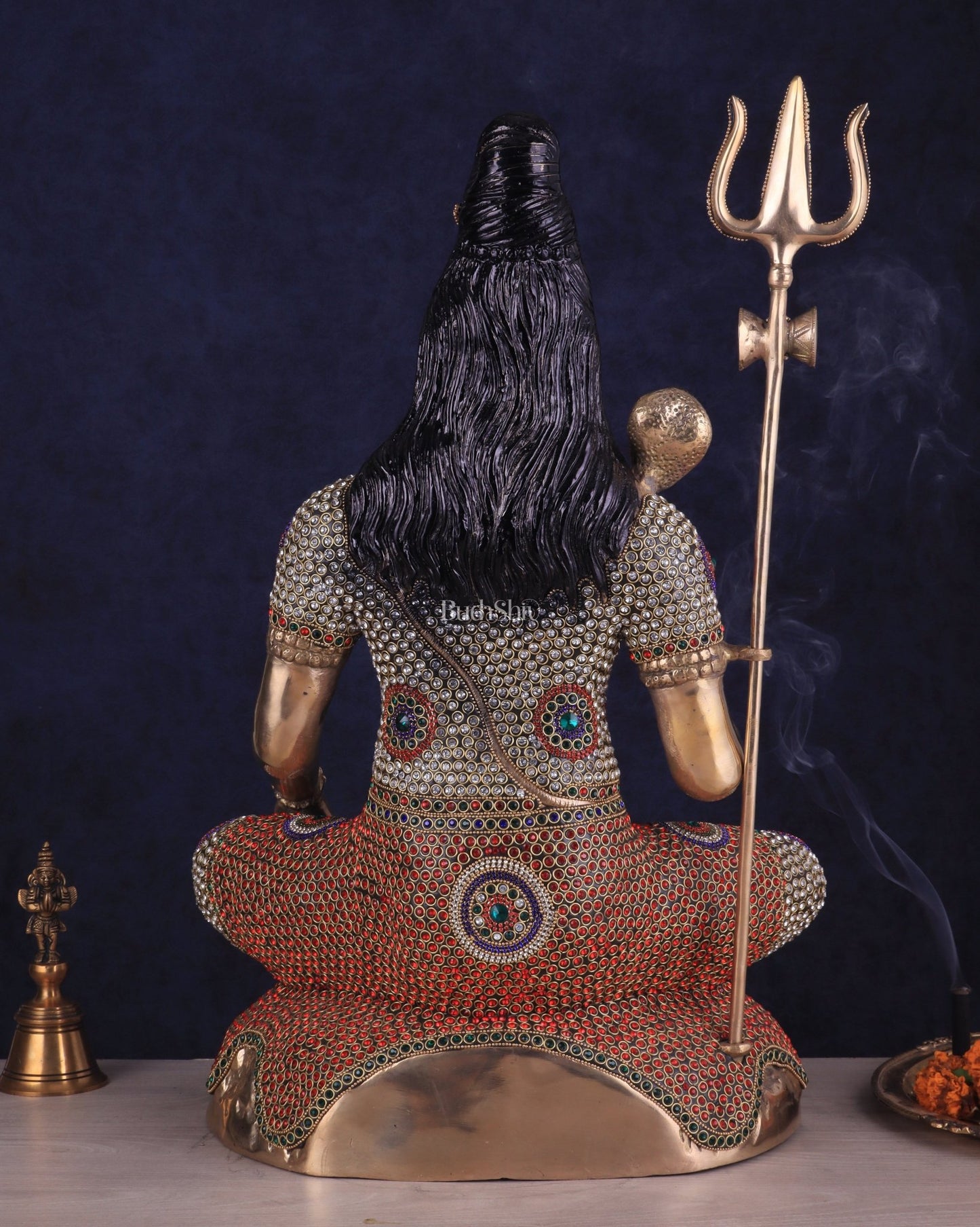 Handcrafted Pure Brass Lord Shiva Statue - 23" Height Jewelled up work - Budhshiv.com