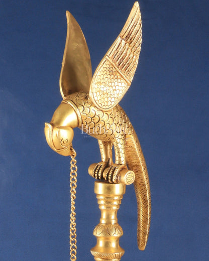 Handcrafted Pure Brass Superfine Large Parrot Lamp Vilakku - 29" - Budhshiv.com