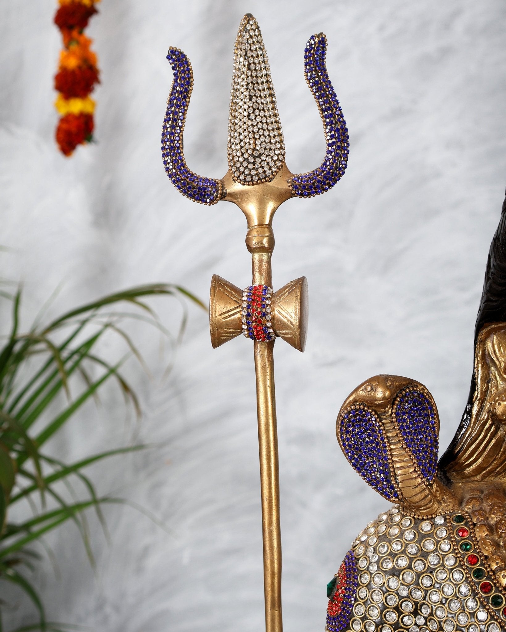 Handcrafted Shiva Pure Brass Statue - 23" Jewellers meenakari - Budhshiv.com