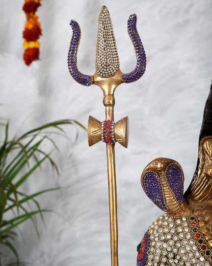 Handcrafted Shiva Pure Brass Statue - 23" Jewellers meenakari - Budhshiv.com