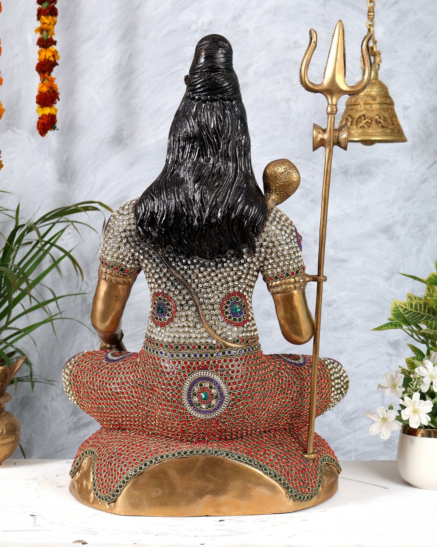 Handcrafted Shiva Pure Brass Statue - 23" Jewellers meenakari - Budhshiv.com