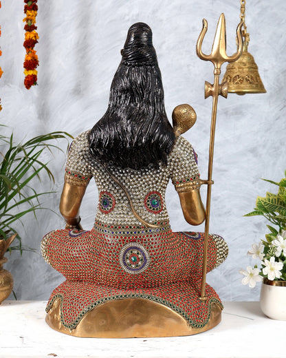 Handcrafted Shiva Pure Brass Statue - 23" Jewellers meenakari - Budhshiv.com