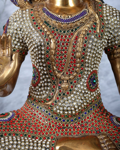 Handcrafted Shiva Pure Brass Statue - 23" Jewellers meenakari - Budhshiv.com