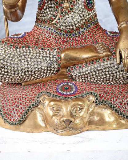 Handcrafted Shiva Pure Brass Statue - 23" Jewellers meenakari - Budhshiv.com