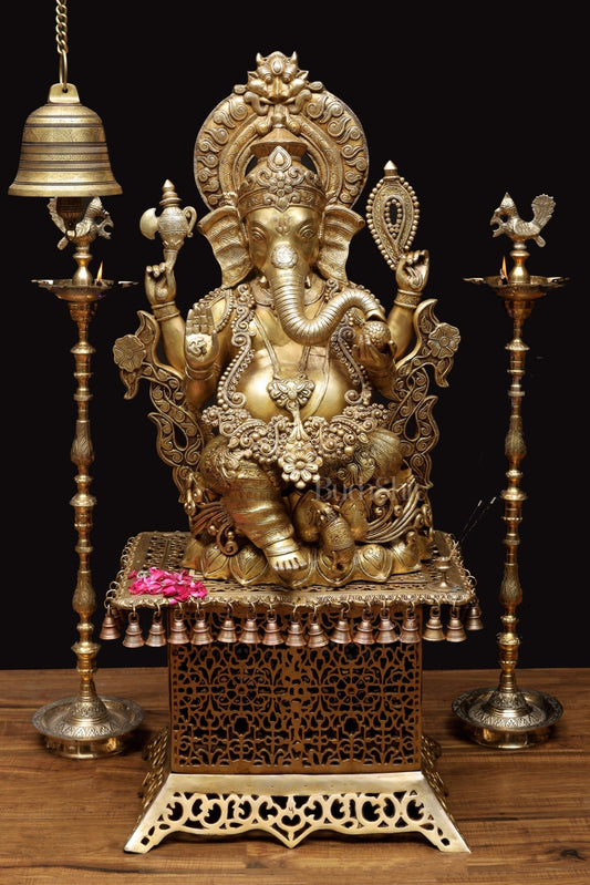 Handcrafted Superfine Brass Ganapati Statue 30" - Budhshiv.com