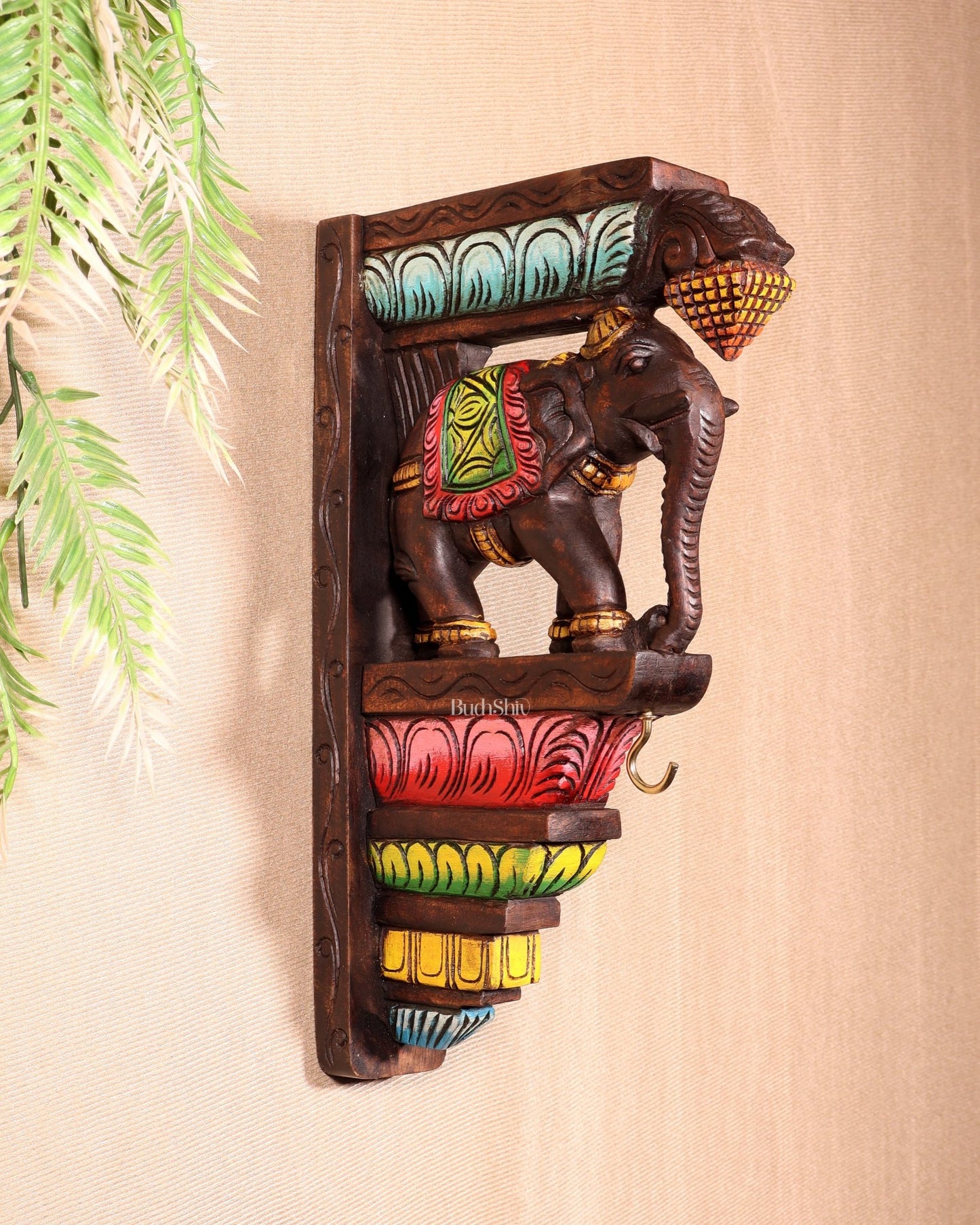 Handcrafted Wooden Elephant Wall Hanging Bracket - Budhshiv.com