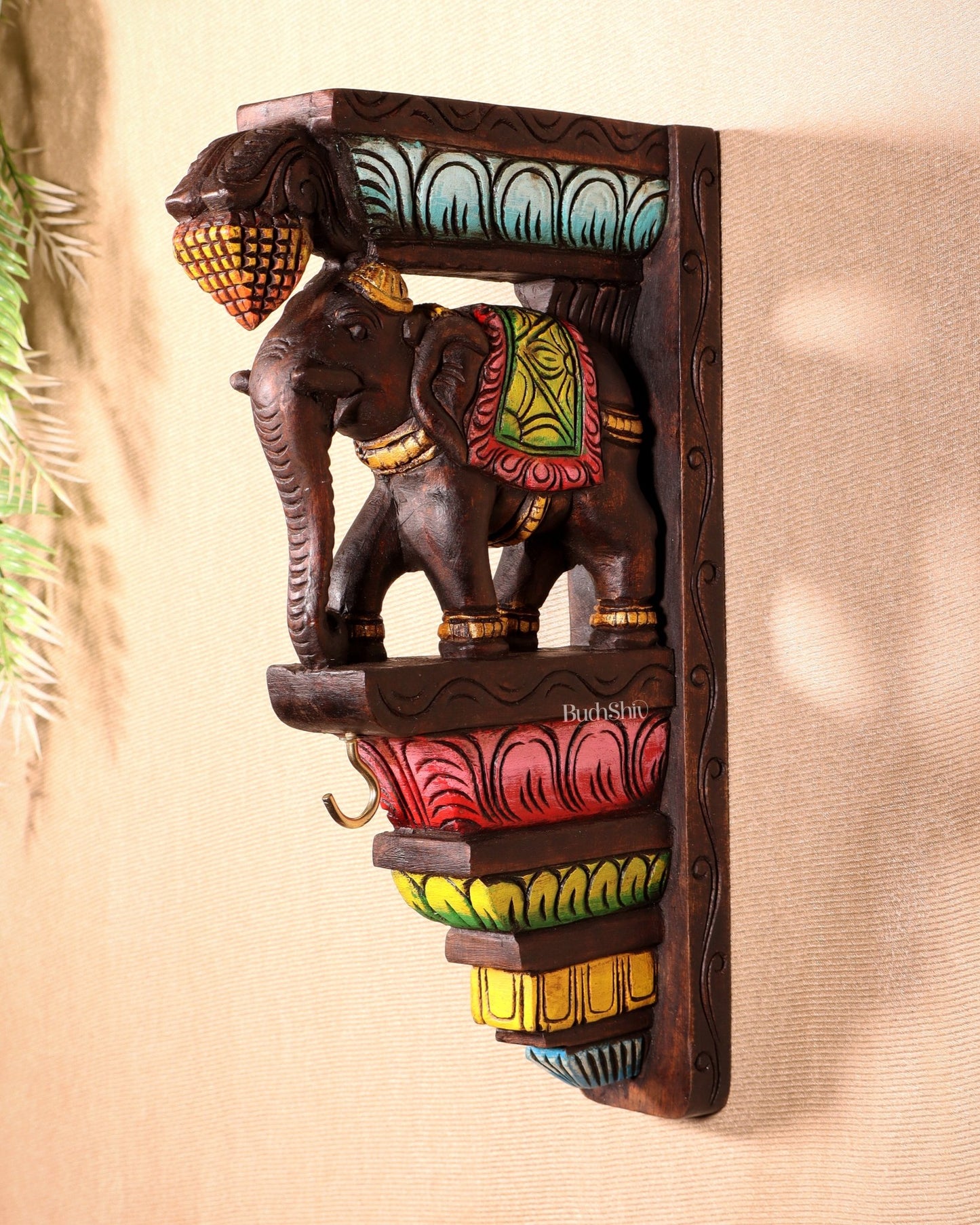 Handcrafted Wooden Elephant Wall Hanging Bracket - Budhshiv.com