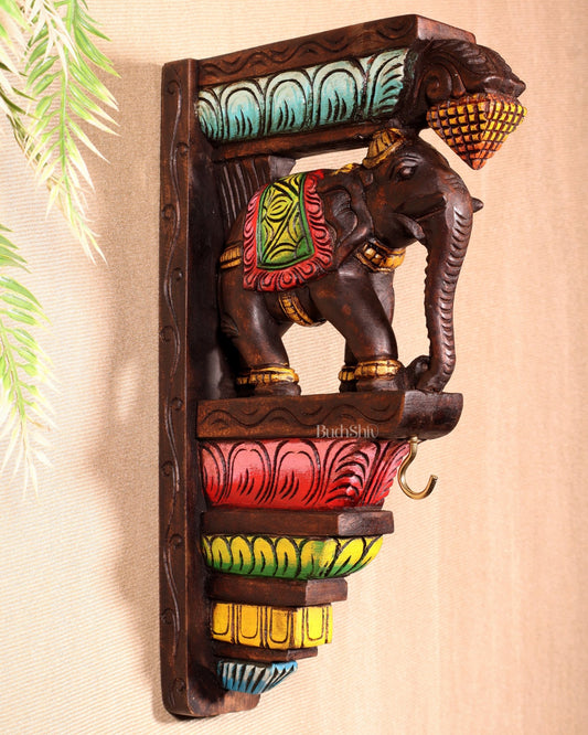 Handcrafted Wooden Elephant Wall Hanging Bracket - Budhshiv.com
