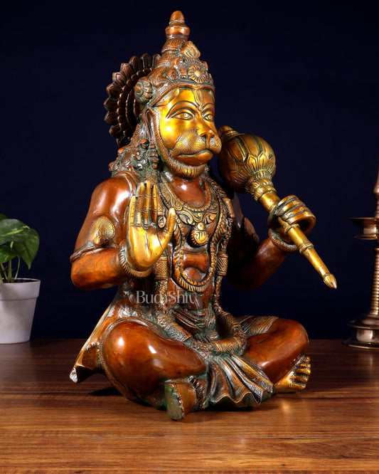 Hanuman Brass statue dual tone 17" Height - Budhshiv.com