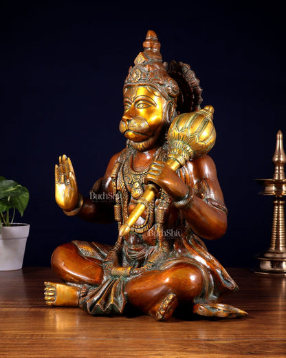 Hanuman Brass statue dual tone 17" Height - Budhshiv.com