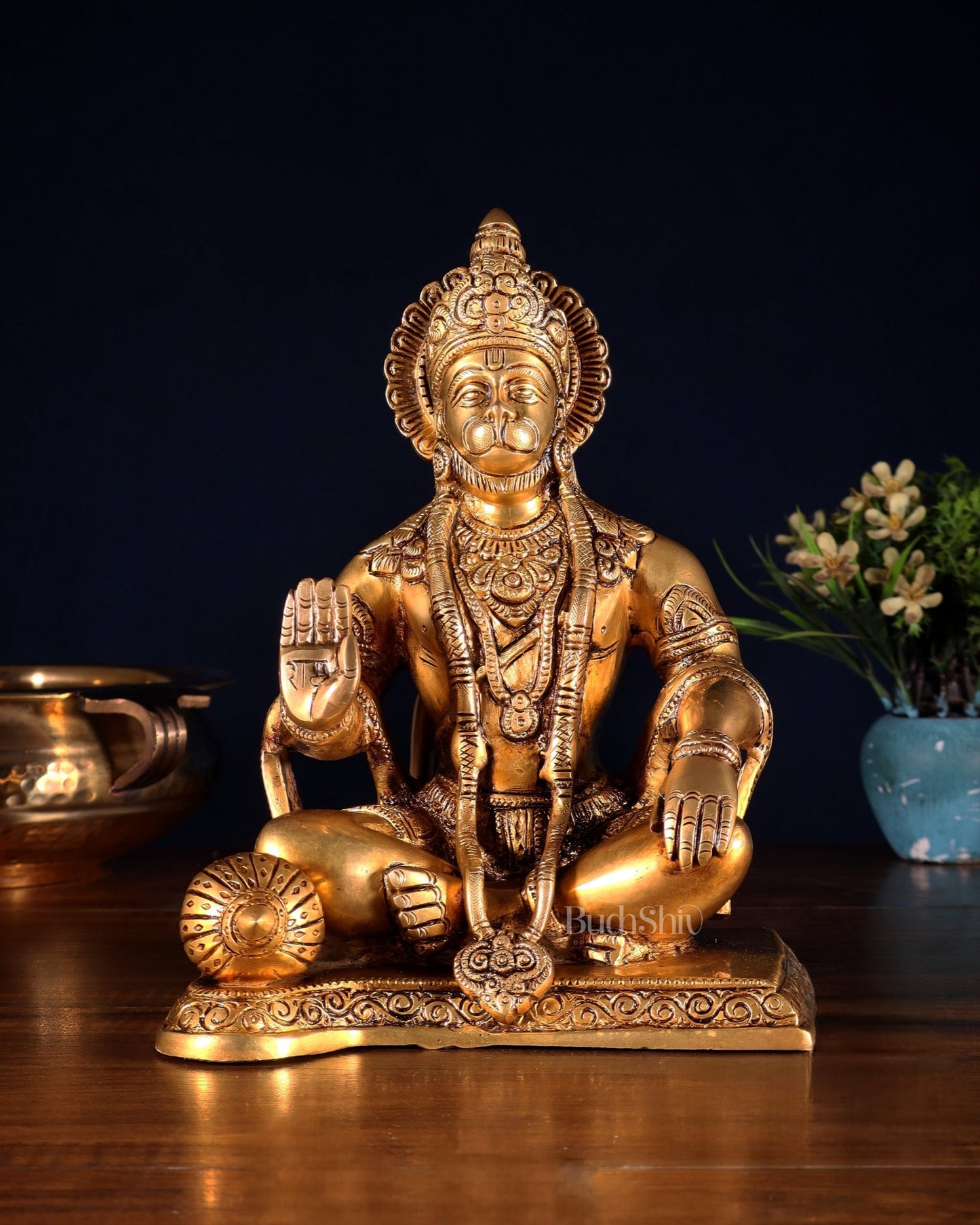 Hanuman ji Brass Idol 9.5" - Budhshiv.com