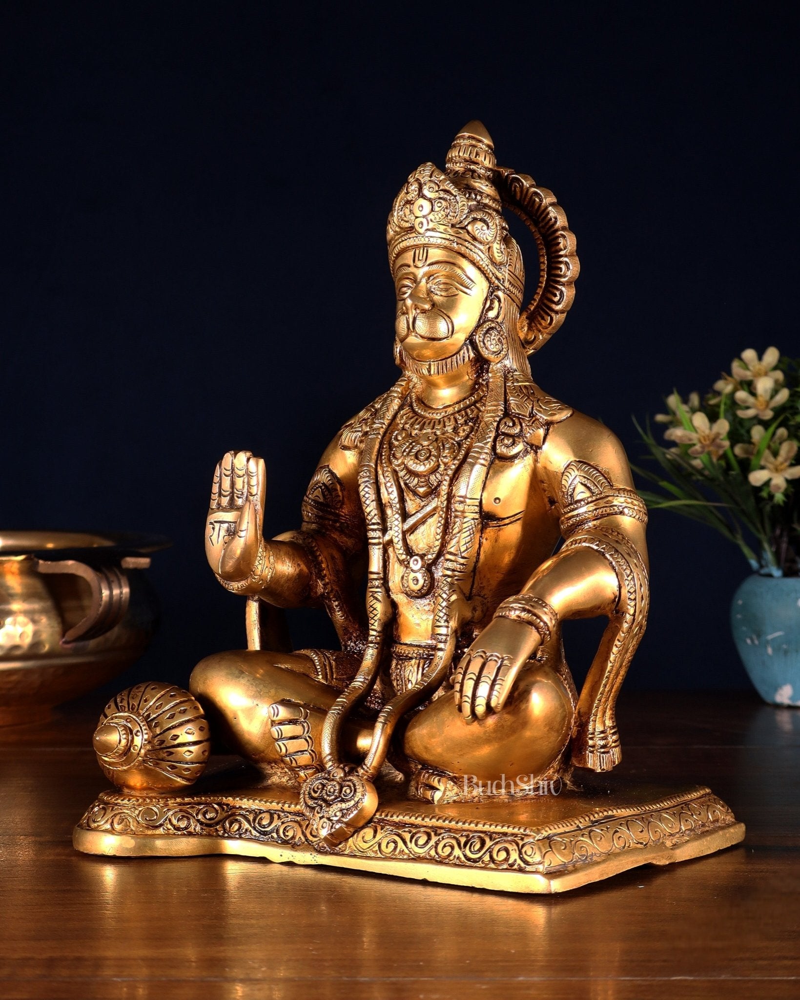 Hanuman ji Brass Idol 9.5" - Budhshiv.com