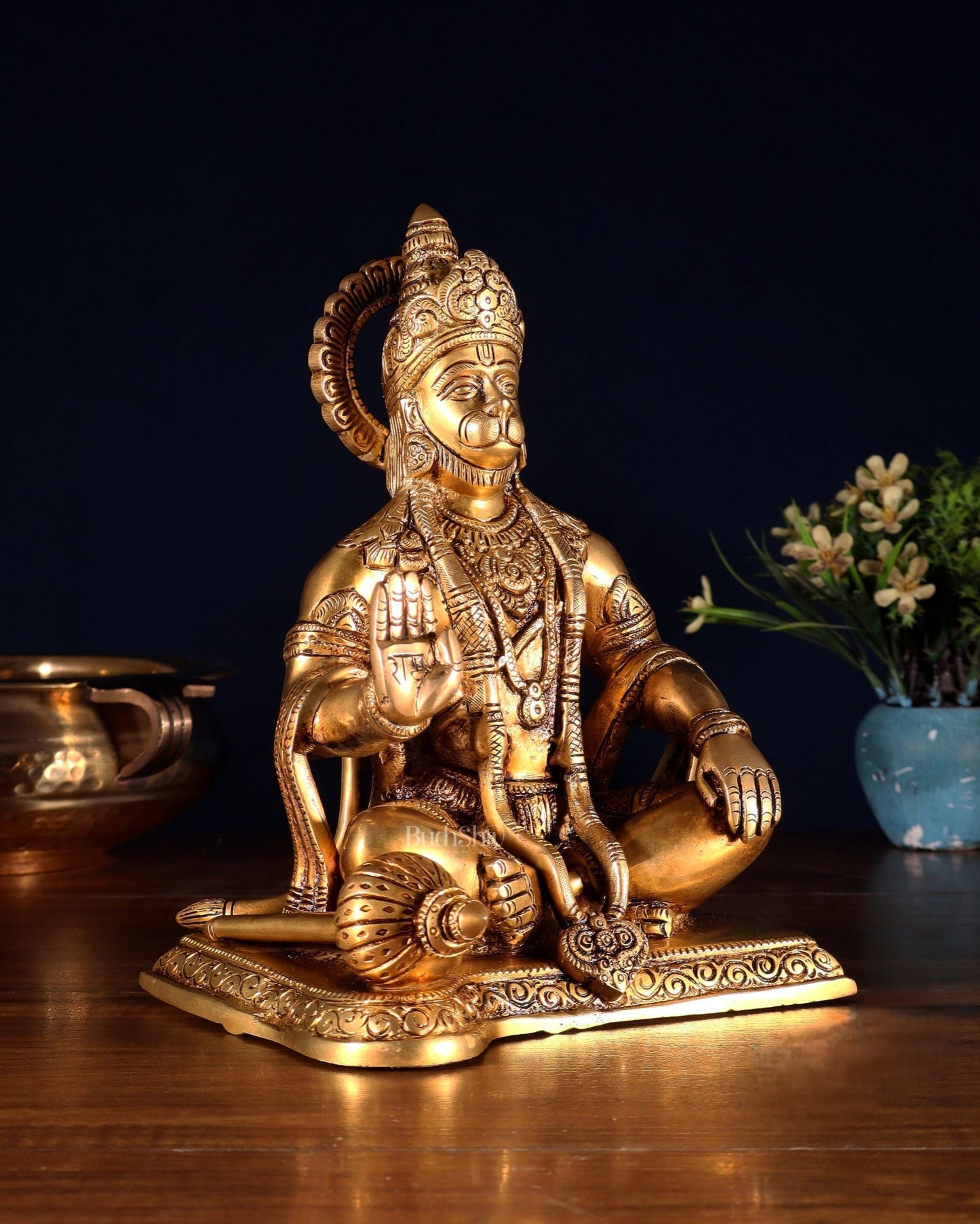 Hanuman ji Brass Idol 9.5" - Budhshiv.com