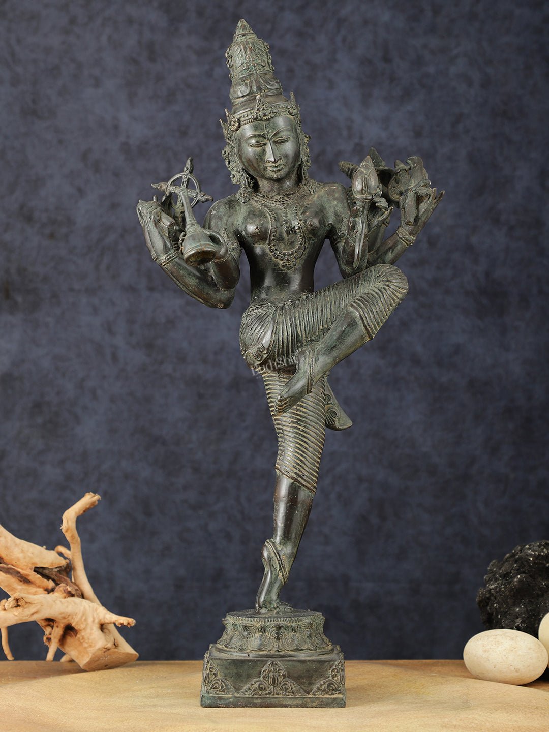 Indonesian Bronze Dancing Parvati Statue | Lost Wax Sculpture | 24" - Budhshiv.com