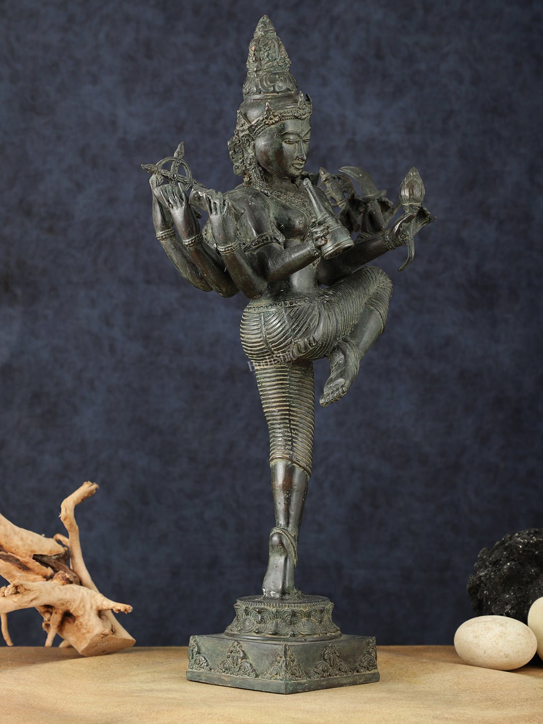 Indonesian Bronze Dancing Parvati Statue | Lost Wax Sculpture | 24" - Budhshiv.com