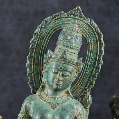 Indonesian Bronze Goddess Parvati Statue | Vintage Lost Wax Casting | 11" - Budhshiv.com