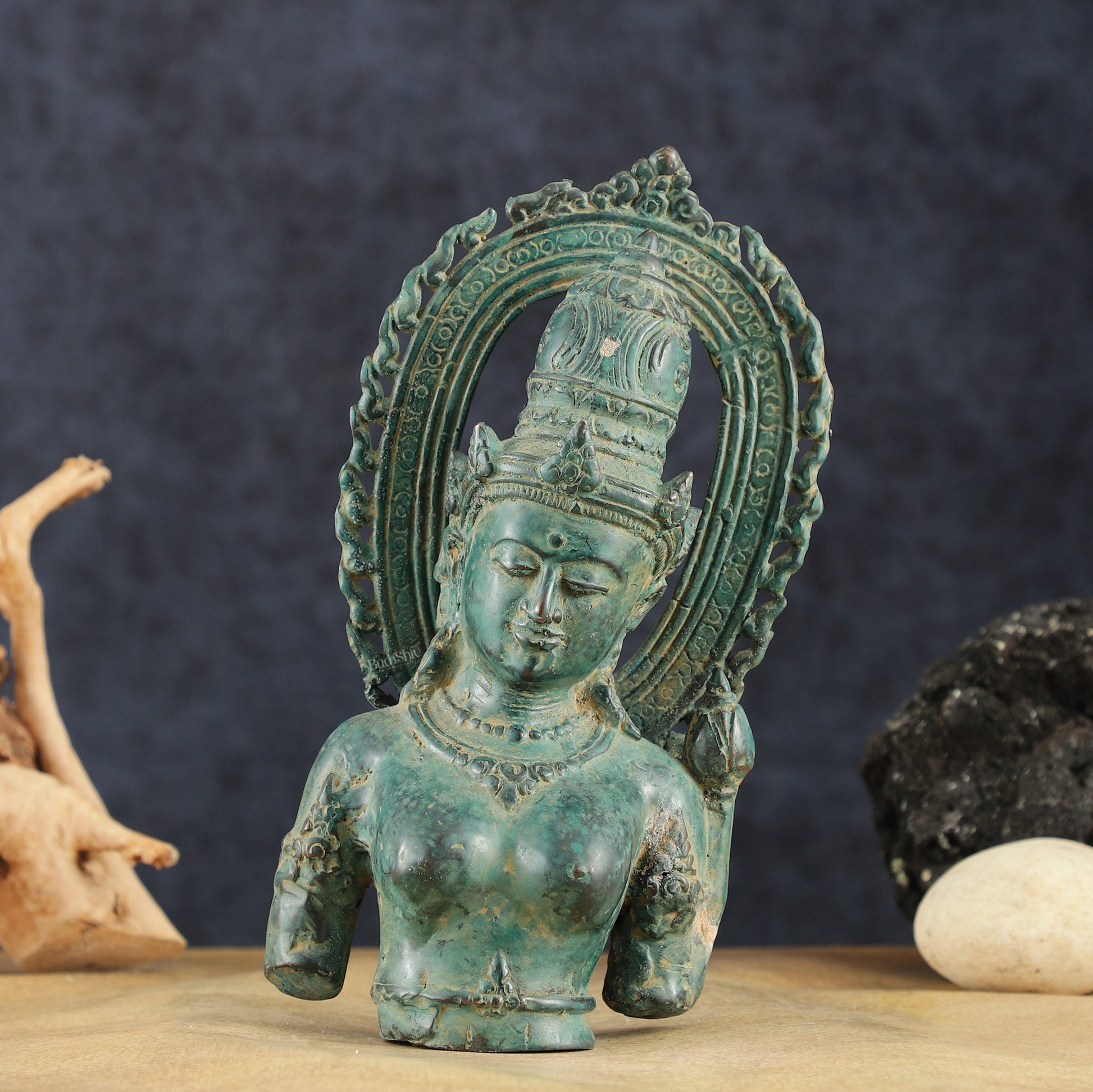 Indonesian Bronze Goddess Parvati Statue | Vintage Lost Wax Casting | 11" - Budhshiv.com