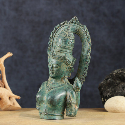 Indonesian Bronze Goddess Parvati Statue | Vintage Lost Wax Casting | 11" - Budhshiv.com