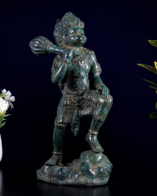 Indonesian Bronze Lord Hanuman Sculpture, BudhShiv Exclusive Height: 12 inch - Budhshiv.com