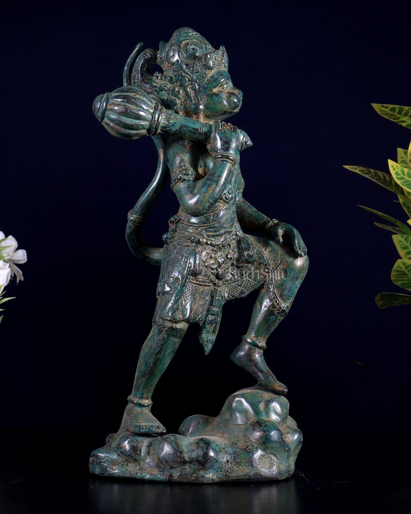 Indonesian Bronze Lord Hanuman Sculpture, BudhShiv Exclusive Height: 12 inch - Budhshiv.com