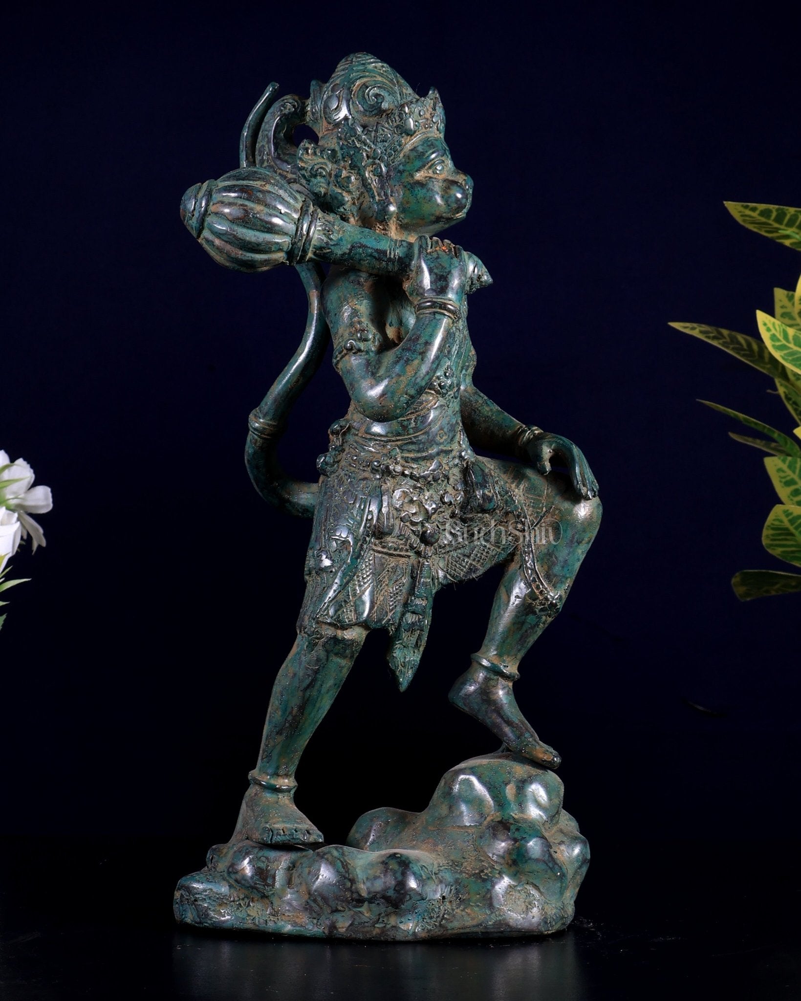 Indonesian Bronze Lord Hanuman Sculpture, BudhShiv Exclusive Height: 12 inch - Budhshiv.com