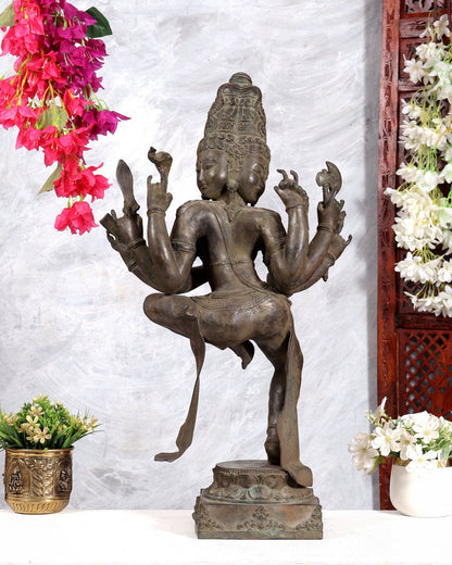 Indonesian Bronze Three-Headed Dancing Parvati Statue | Lost Wax Sculpture | 24 inch - Budhshiv.com