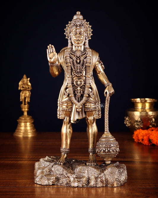 Intricate Brass Standing Hanuman Ji Idol – Superfine Finish | 12" - Budhshiv.com
