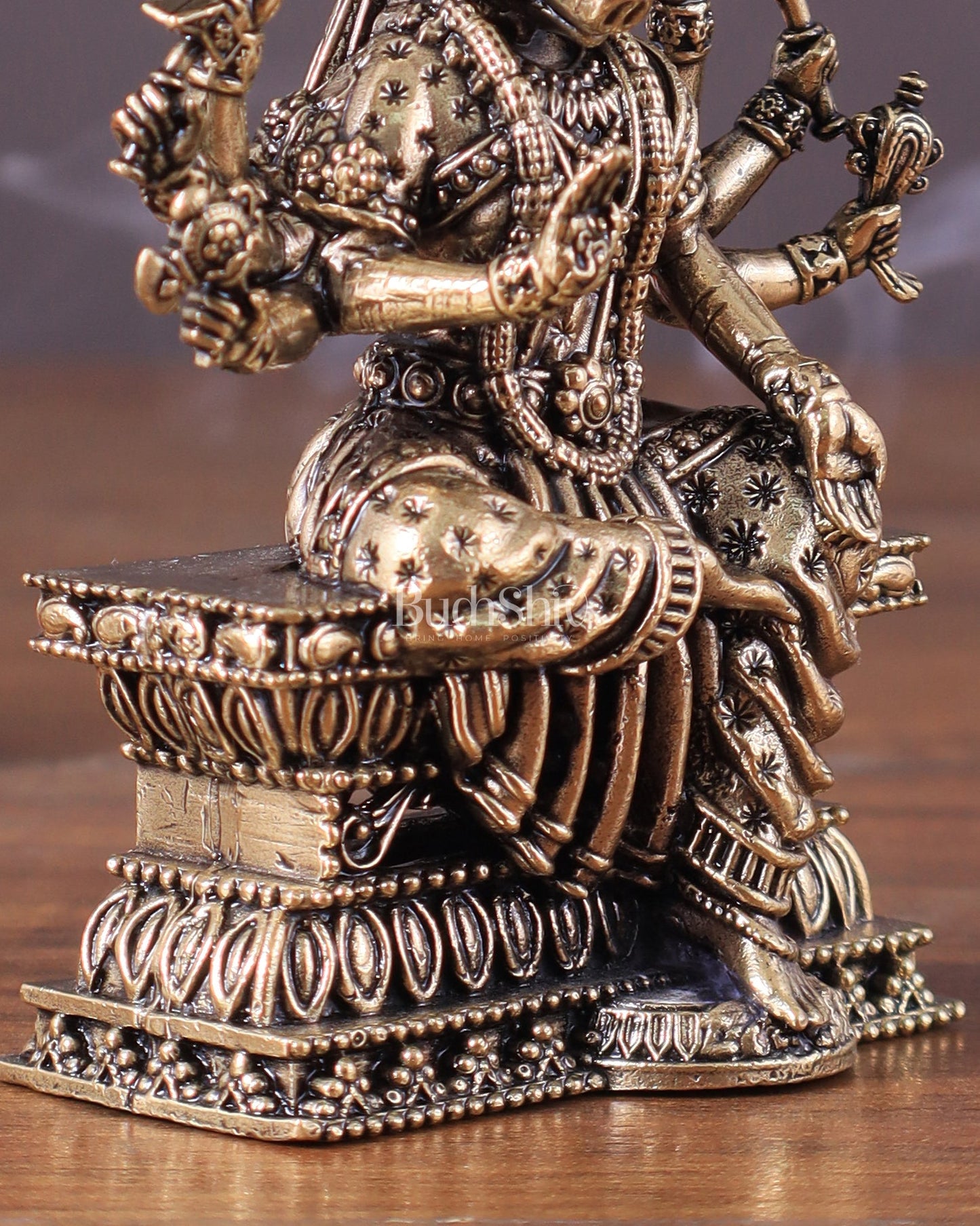 Intricate Hollow - Cast Goddess Varahi Superfine Brass Idol – 4" Tall - Budhshiv.com