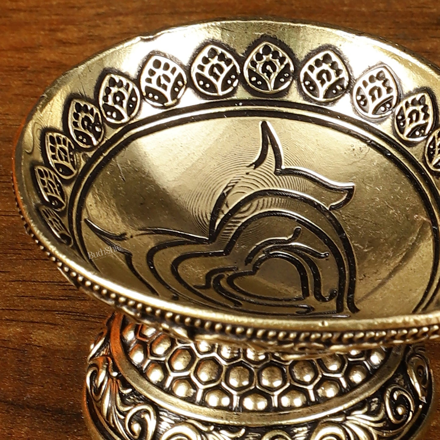 Intricate Small Brass Diya Oil Lamp - 2.5 Inch - Budhshiv.com