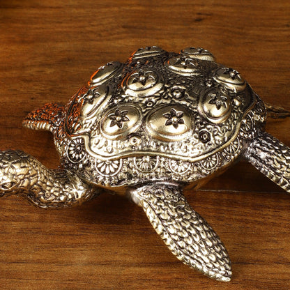 Intricate Superfine Brass Vastu Tortoise Showpiece - Budhshiv.com