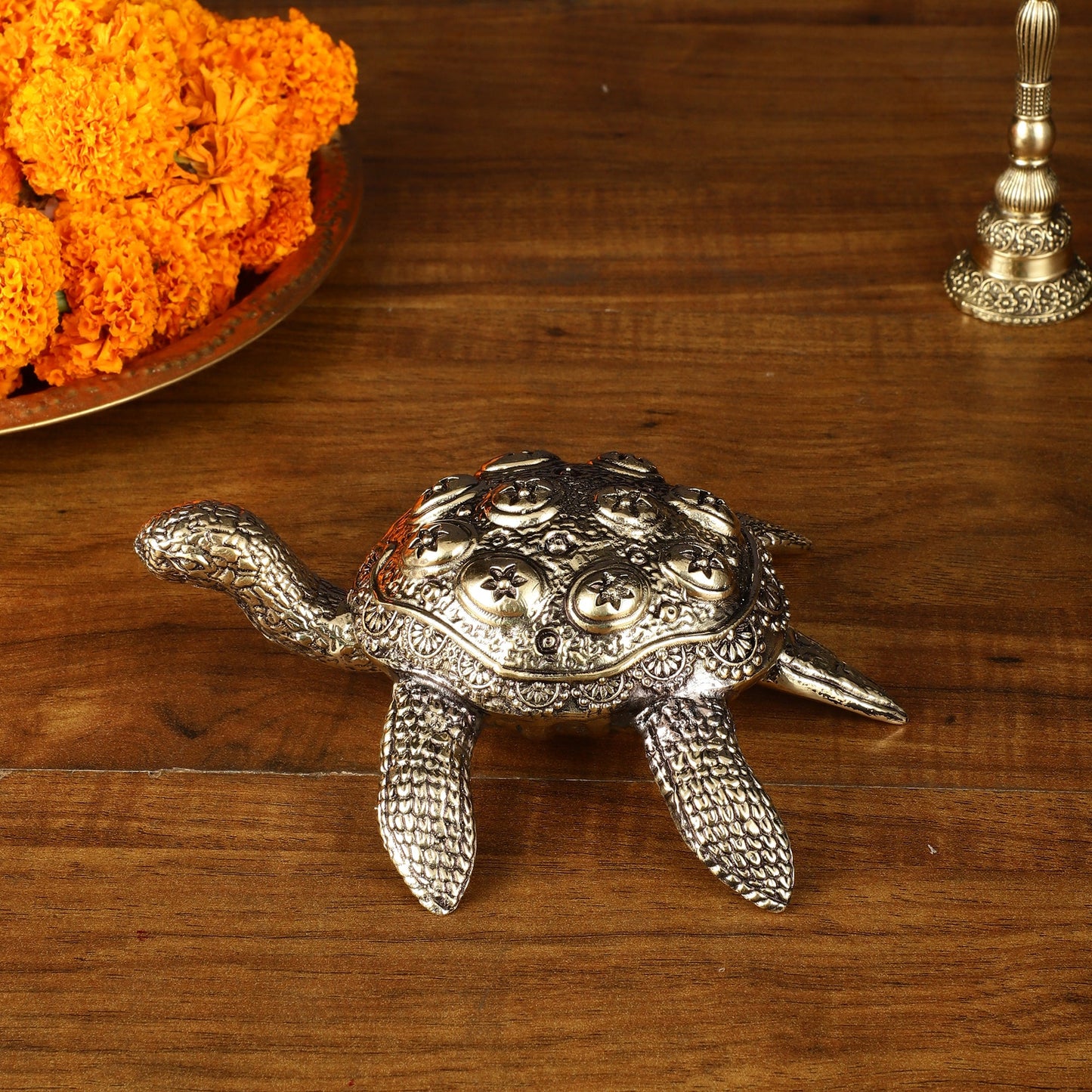 Intricate Superfine Brass Vastu Tortoise Showpiece - Budhshiv.com