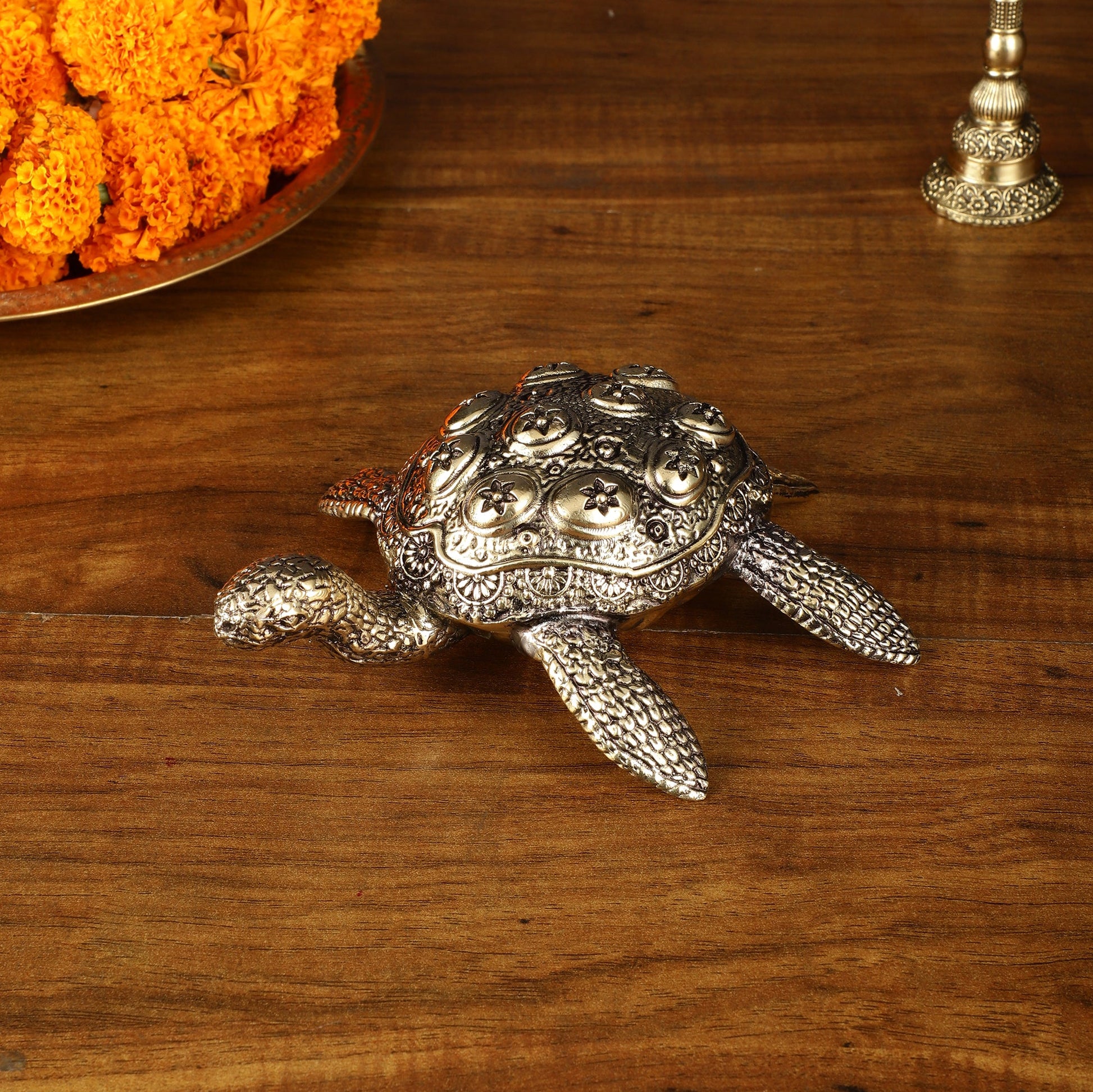 Intricate Superfine Brass Vastu Tortoise Showpiece - Budhshiv.com