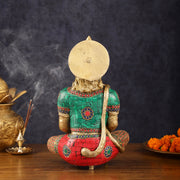 Intricately Carved Brass Lord Hanuman Idol - 11" Height, Spiritual Decor - Budhshiv.com