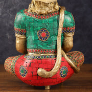 Intricately Carved Brass Lord Hanuman Idol - 11" Height, Spiritual Decor - Budhshiv.com