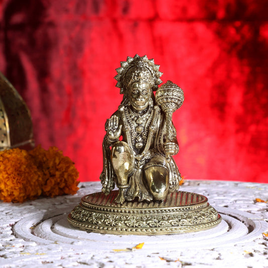 Intricately Carved Pure Brass Hanuman Ji Statue - 3 Inch Superfine - Budhshiv.com