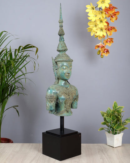 Khmer Style Buddha Bust Face Head Artefact – Cambodian Bronze Casted Luxury Statement Sculpture - Budhshiv.com