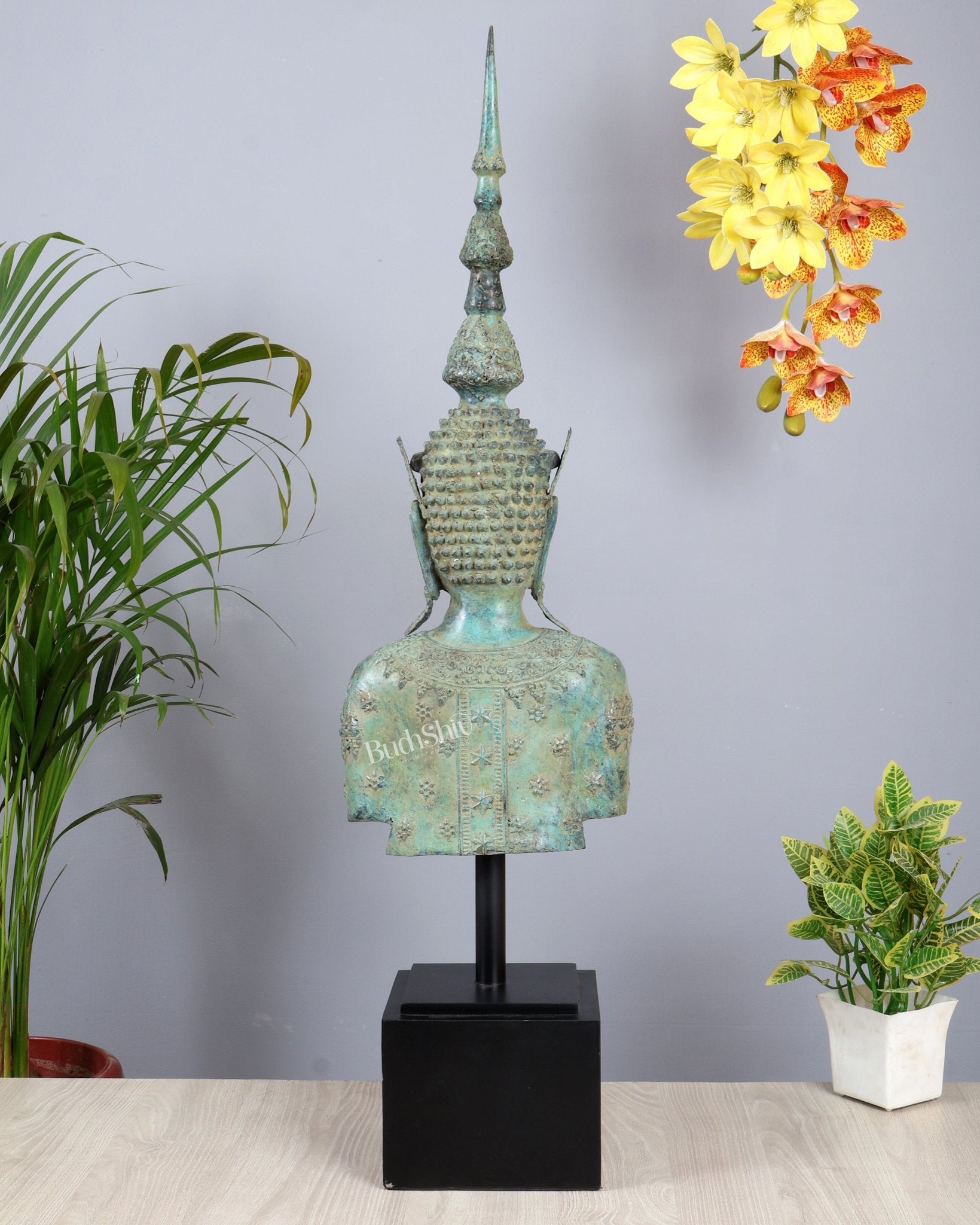 Khmer Style Buddha Bust Face Head Artefact – Cambodian Bronze Casted Luxury Statement Sculpture - Budhshiv.com