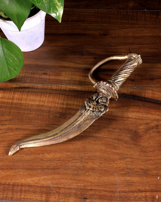 Kirtimukha Design Brass Katar for Ceremonies - Budhshiv.com
