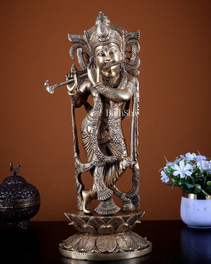 Krishna Brass statue 20" Superfine - Budhshiv.com