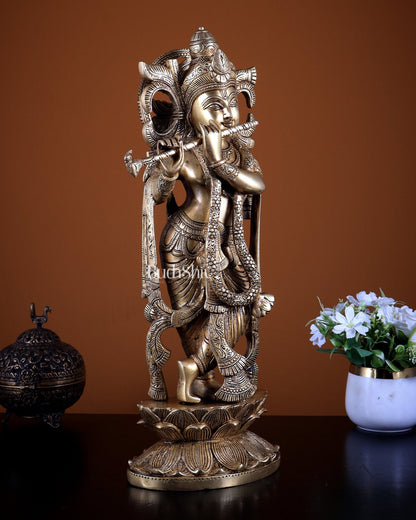 Krishna Brass statue 20" Superfine - Budhshiv.com