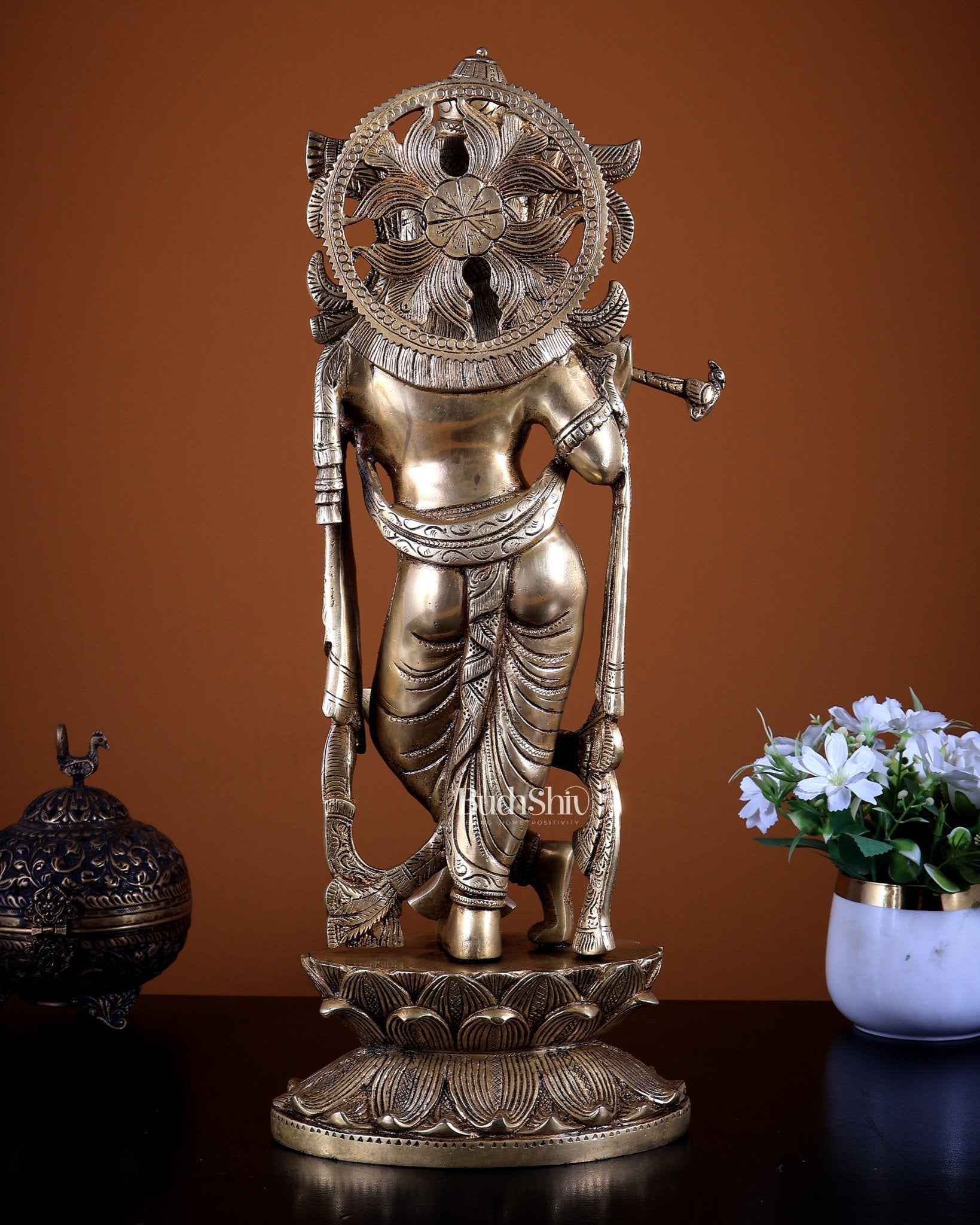 Krishna Brass statue 20" Superfine - Budhshiv.com