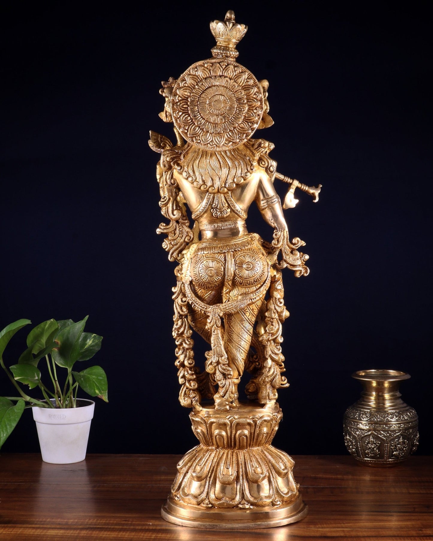 Krishna Brass Statue 25 inch glossy - Budhshiv.com