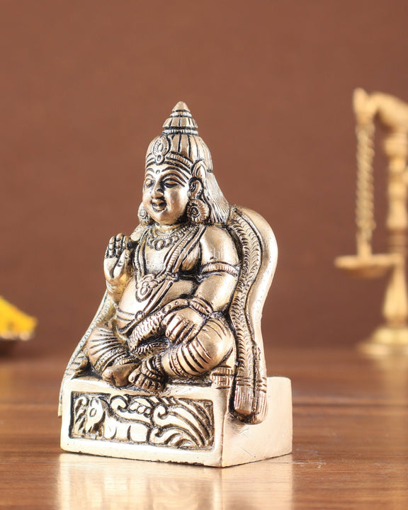 Kubera Brass Idol, 4.5" Height, Handcrafted - Budhshiv.com
