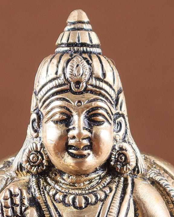 Kubera Brass Idol, 4.5" Height, Handcrafted - Budhshiv.com