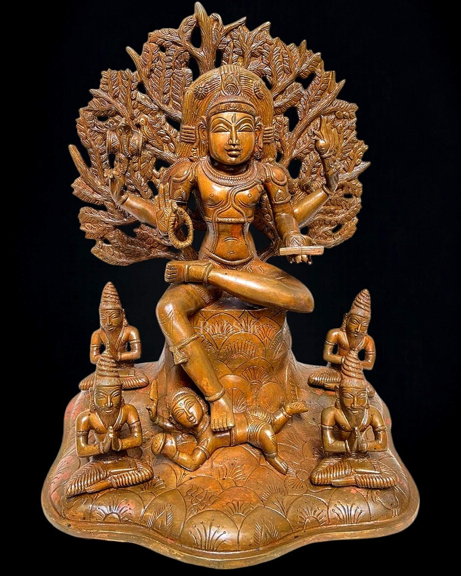 Large 18 - Inch Pure Brass Dakshinamurthy Statue with Bronze Finish - Budhshiv.com
