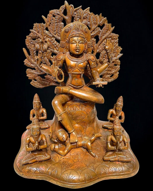 Large 18 - Inch Pure Brass Dakshinamurthy Statue with Bronze Finish - Budhshiv.com