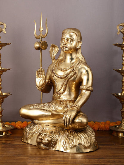 Large 35" Mahakaal Lord Shiva Sculpture - One of a Kind Brass Masterpiece - Budhshiv.com