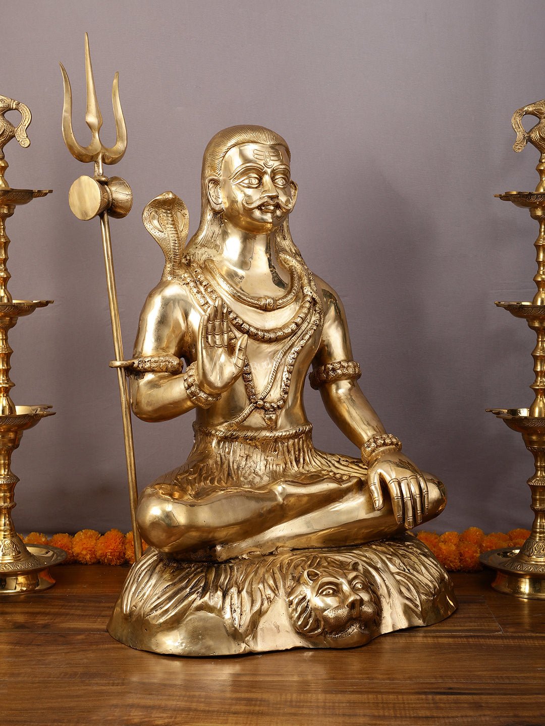Large 35" Mahakaal Lord Shiva Sculpture - One of a Kind Brass Masterpiece - Budhshiv.com