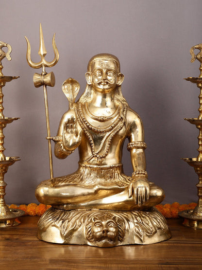 Large 35" Mahakaal Lord Shiva Sculpture - One of a Kind Brass Masterpiece - Budhshiv.com